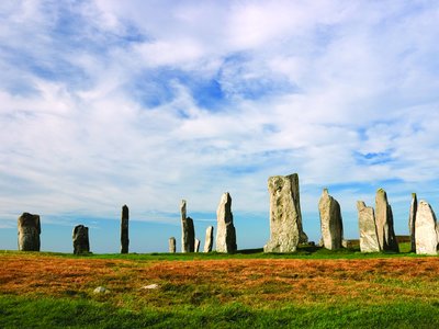A formation of five thousand year old standing stones at Callinish on the Island of Lewis, Scotland