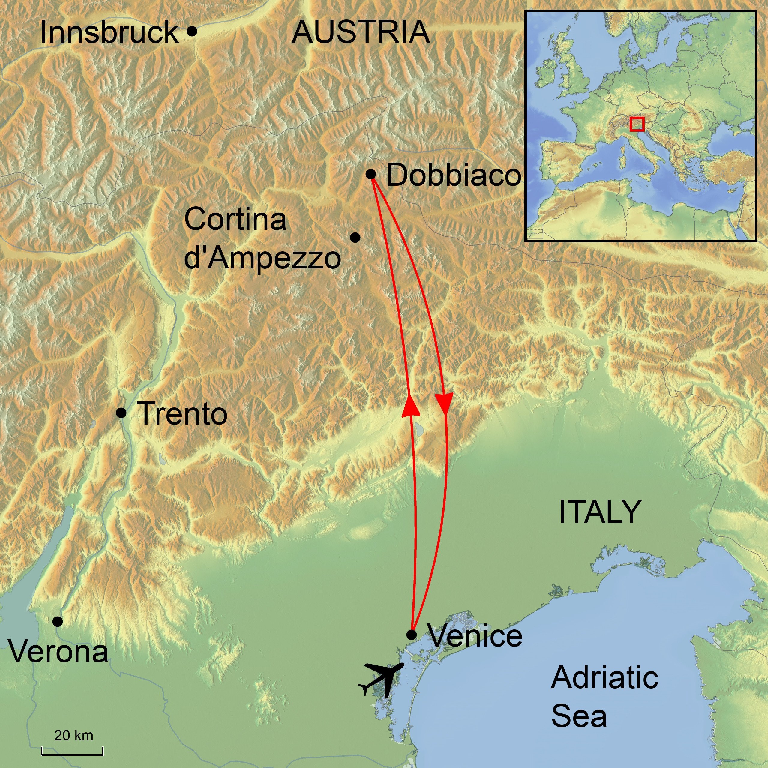 tourhub | Ramble Worldwide | Dobbiaco and the Tre Cime | Tour Map