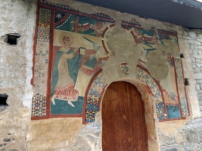 Sant Joan de Boi church painting on wall, Boi, Spain