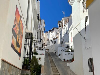 Street view of White Town of Andalucia, Pueblo Blancos, Province of Cadiz, Malaga, Spain
