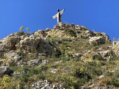 Jesus Christ statue at top of Tas-Salvatur Hill, between Victoria the capital town of Gozo
