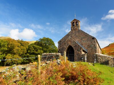 Old church above the village of Buttermere, Lake District