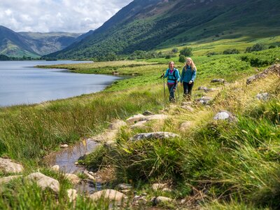 Walking through Buttermere Valley in the Lake District, England