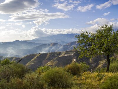 Spanish Andalusia green rolling hill landscape, Sierra de Almijara