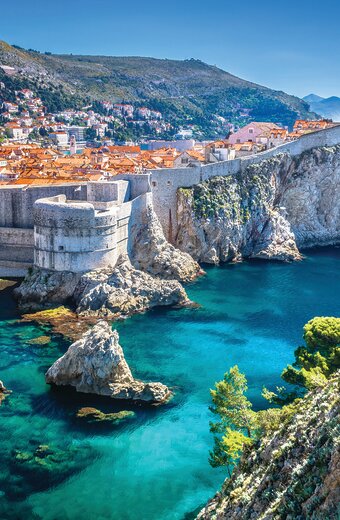 Aerial view of Dubrovnik old town, Croatia, Europe