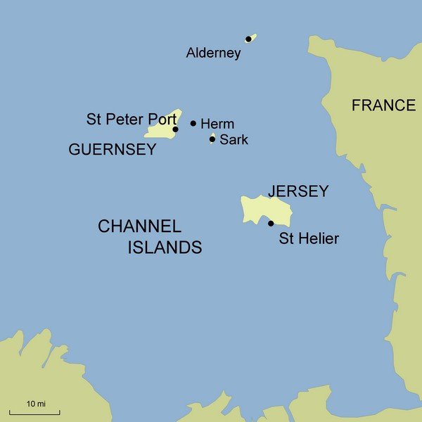 Guernsey to jersey hot sale distance