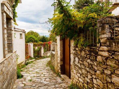 Street view at Portaria village of Pelion, Thessaly, Greece