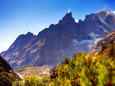 View of mountain from Courmayeur, Italy