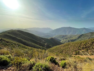 Landscape of Sierra de las Nieves Natural Park on sunny day, Spain
