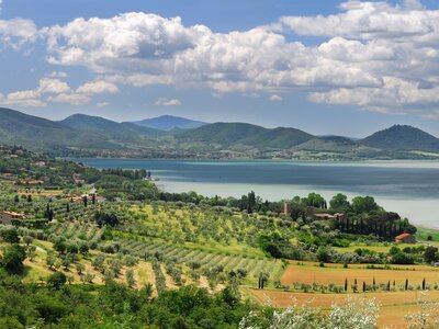 Countryside view of Lake Trasimeno, Italy