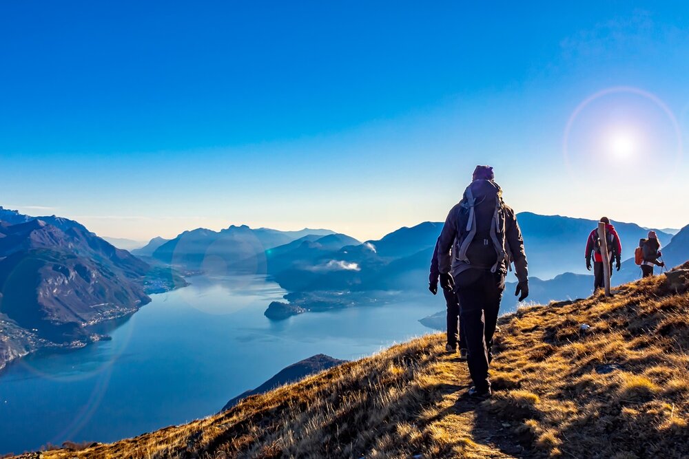 Group hiking near Lake Como