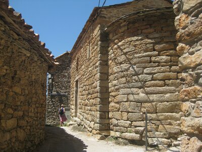 Stone houses - stone village in valley Vall de Boi, Pyrenees, Spain