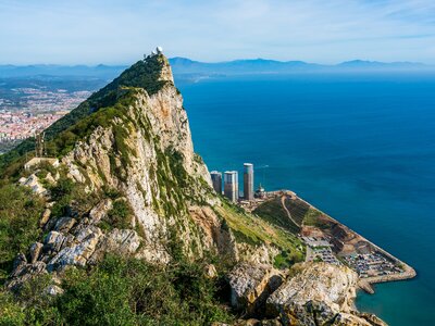 Rock of Gibraltar and Spain across Bay of Gibraltar from the Upper Rock