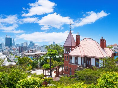 Kobe city and the historical western-style Weathercock house, Japan