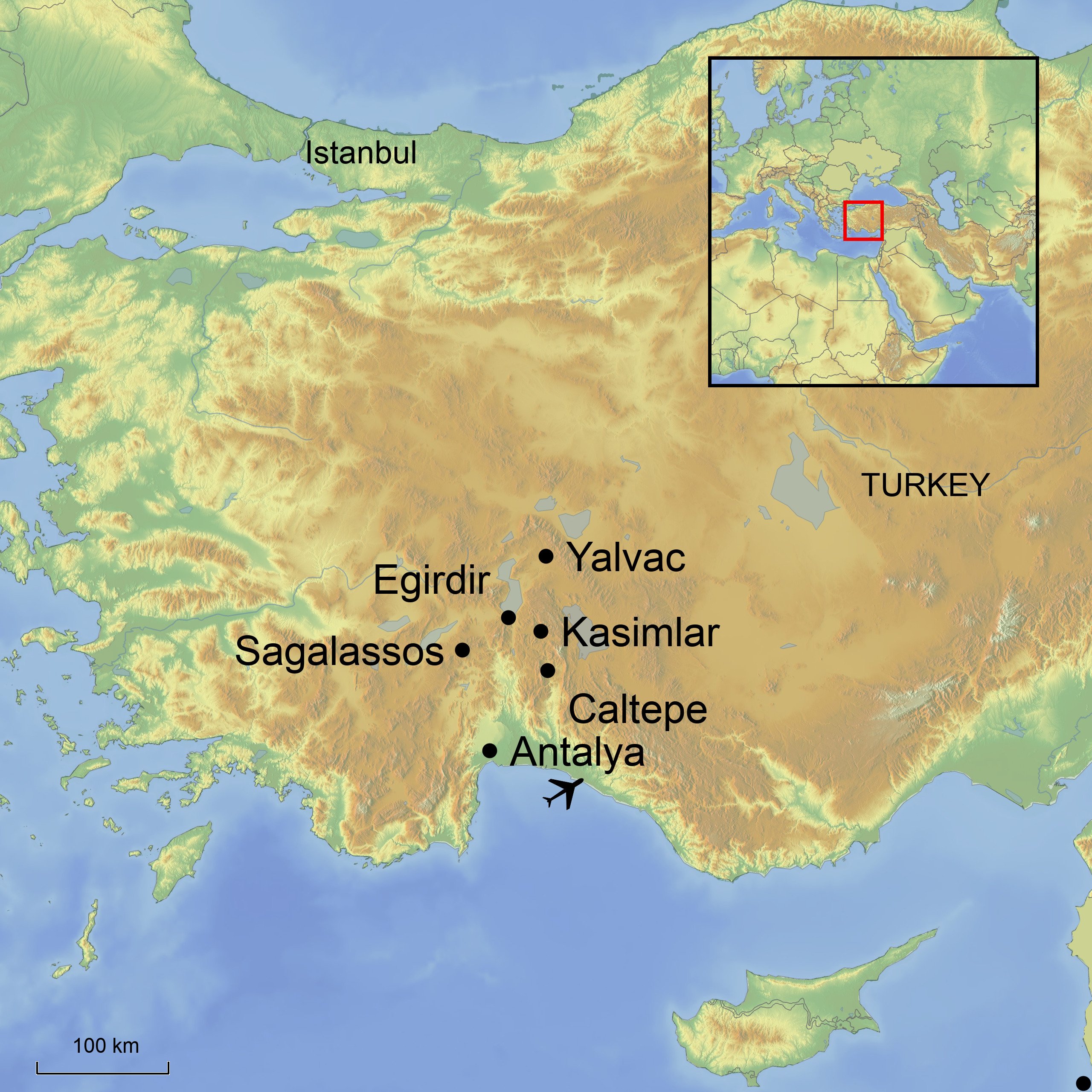 Ramble Worldwide map graphic of Turkey and surrounding area for walking holiday St Paul Trail