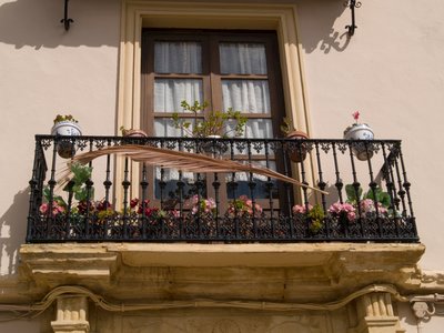 Balcony decorated with flowers and plants, Sierra de Grazalema, Spain